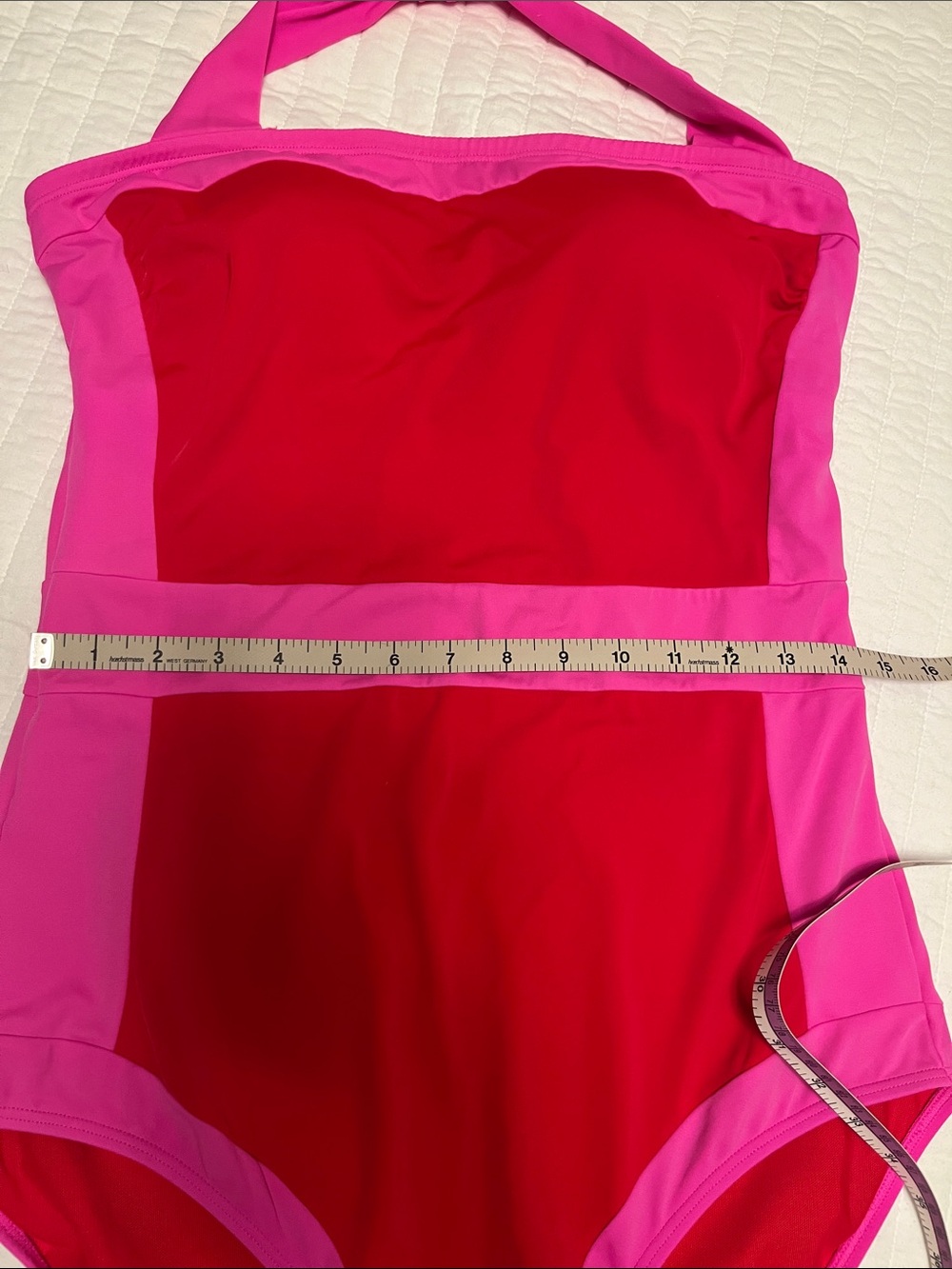 Boden Pink & Red Halter Color Block One-Piece Swimsuit - Long Torso - Picture 6 of 8